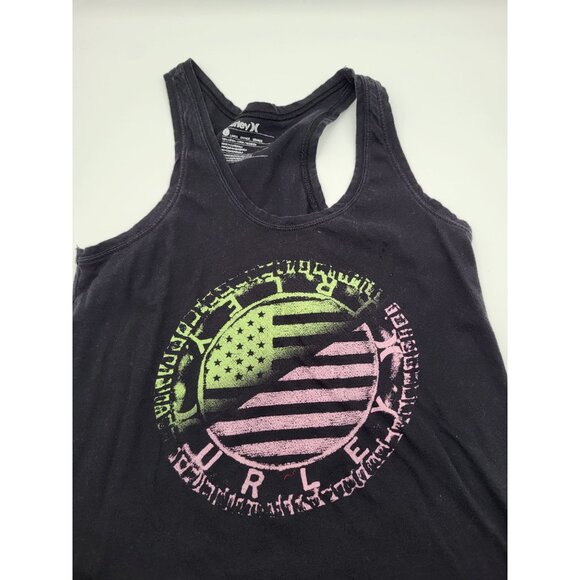 HURLEY Womens LG Racerback Tank Top American Flag Beach Summer y2k - Picture 3 of 8